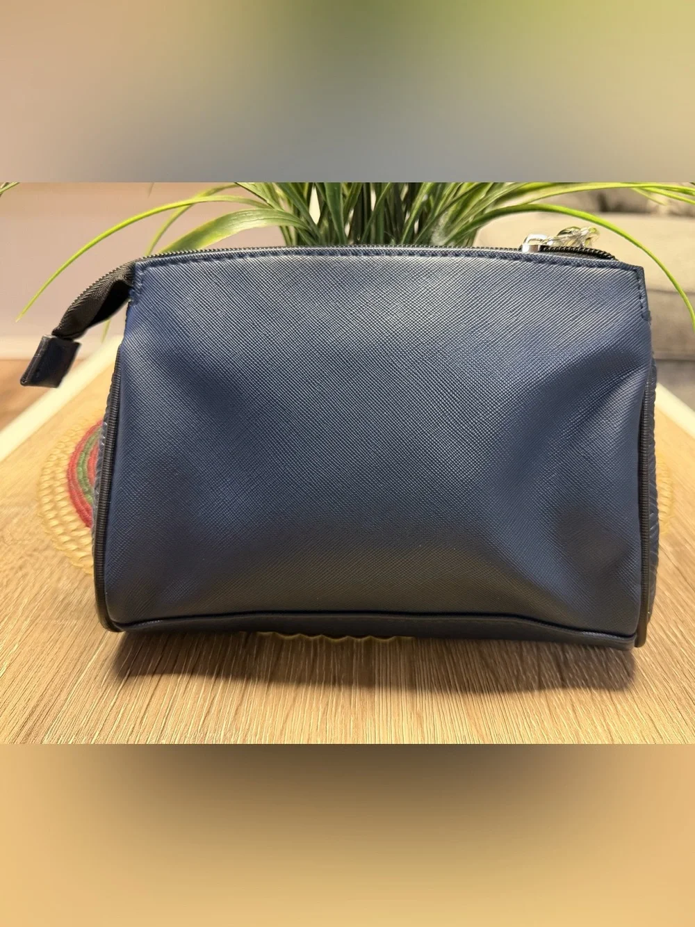 Salvatore Ferragamo x EVA Air Black & Navy Saffiano Wristlet Pouch Case